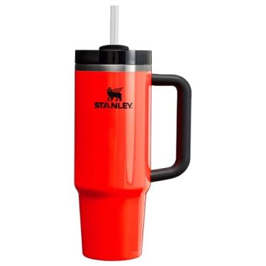 Imagem de Stanley Copo Quencher H2.0 com canudo 850 g | Tampa Flowstate de 3 posições | Suporte de copo compatível para viagens | Copo de aço inoxidável isolado | Livre de BPA | Laranja neon
