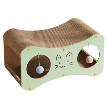 Imagem de Cama de arranhador para gatos, espreguiçadeira, arranhador de dupla camada, com pompom pendurado, durável, almofada de papelão para gatos, gatinhos, gatos pequenos /1476