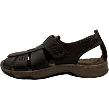 Imagem de Sandália Masculina Adulto em Couro Casual Dia a Dia Amortech Fechada Pegada 132256