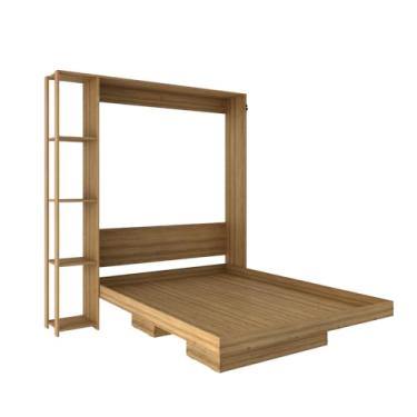 Imagem de Cama De Casal Articulável Multifuncional Vertical com Nichos Cor: Amêndoa