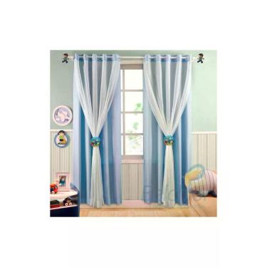 Imagem de Cortina para Varão Infantil Belchior 200x180 cm Kids Voil Azul