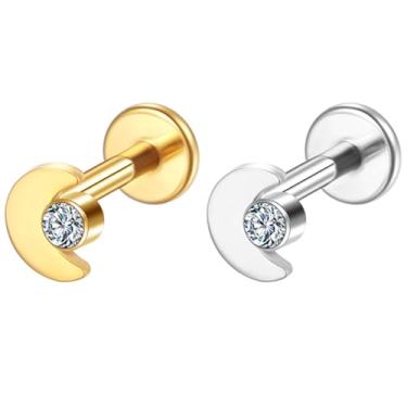 Imagem de Lomiss Piercing de Orelha Helix Conch Nariz Titanio Piercing Labret Tragus Zircônia (Dourado)