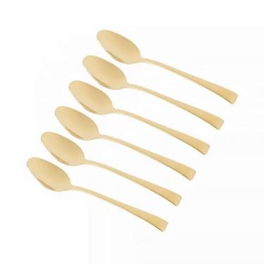 Imagem de Conjunto 6 Colheres para Chá de Aço Inox Berna Dourado Fosco 71801 - Wolff