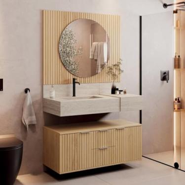 Imagem de Bancada em Porcelanato 100cm com Cuba Esculpida Ripy Travertino