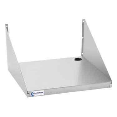 Imagem de SWOTCATER Prateleira de micro-ondas de aço inoxidável, prateleira flutuante de metal para montagem na parede, suporte de micro-ondas de aço inoxidável de 45,7 x 61 cm para restaurante e cozinha