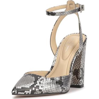Imagem de Jessica Simpson Sapato feminino Nazela bico fino, Cobra metálica cromada, 36
