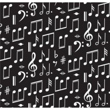 Imagem de Adesivo Papel de Parede Móveis Envelopamento Notas Musicais Preto e Br