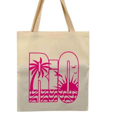 Imagem de Bolsa Ecobag 100% algodão Estampa Rio Simbol ( Rosa) - CARIOCA MAIS