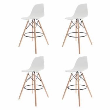 Imagem de Kit 4 Banquetas Altas Para Bar Cozinha Charles Eames Eiffel - Cadeiras