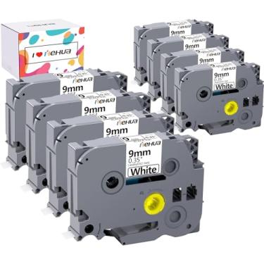 Imagem de Hehua Fita Tze Tz 9 mm 0,9 cm branca laminada compatível com Brother TZe-221 TZe221 TZ221 TZ-221, TZe221 Preto sobre Branco Comptível para Brother Label Maker Tape 9 mm 0,35 branco, 3/20.3 cm x 8 m, 8