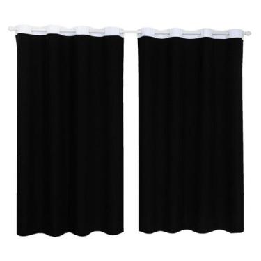 Imagem de Cortina Tecido Oxford Faixa Branco 2,50M X 3,00M - Preto - Campari