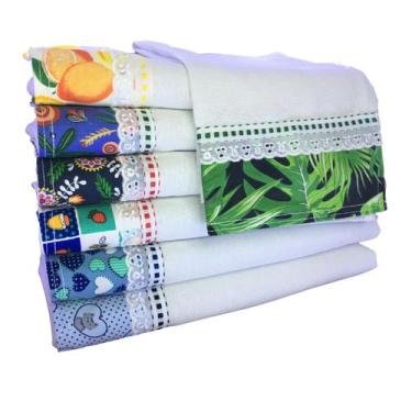 Imagem de Pano De Prato Premium Bordado Ingles Kit C/ 10 - LH