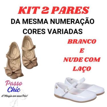 Imagem de Kit 2 Pares Sapatilha Infantil Menina Verniz Lisa E Com Laço Confortáv