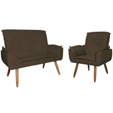 Imagem de Kit 1 Namoradeira mais 1 Poltrona Emília Suede Cores - DS Estofados, M