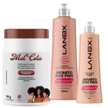Imagem de Kit Mel Cola 1KG + Sh 500ml + Cond 300ml  Infarto dos Fios - Trihair