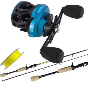 Imagem de Kit 15kg Carretilha M21 Vara de Carbono 1,80mt Linha Mult - ALBATROZ, 