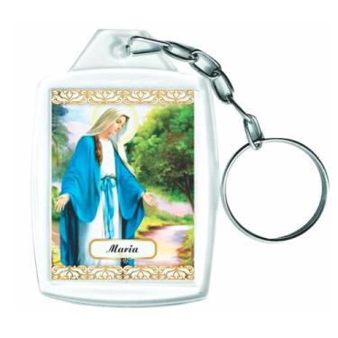 Imagem de Chaveiros Acrílicos Para Eventos 3x4cm Maria Mãe De Jesus - 12 Unidade
