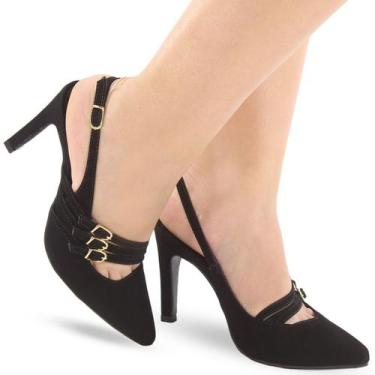 Imagem de Scarpin Feminino Slingback Salto Confortável P124 - Modarpe, Preto, 36