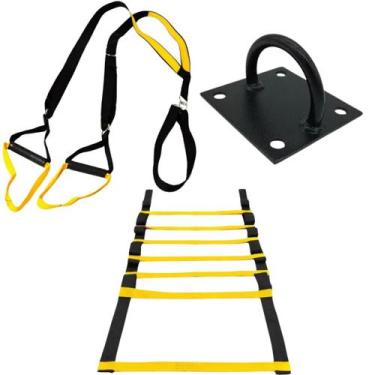 Imagem de Kit Suporte Sem Giro Corda Naval TRX + Escada De Agilidade 7 Degraus R