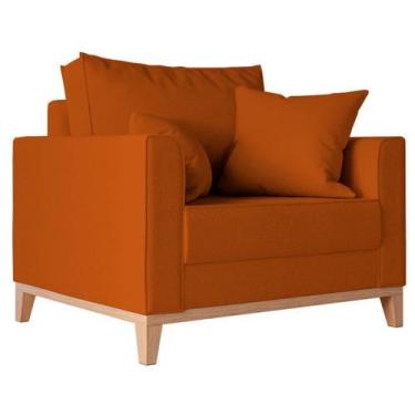 Imagem de Poltrona Decorativa Pes e Base em Madeira Beny Suede Terracota - Kimi 