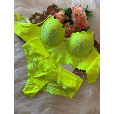 Imagem de Conjunto De Lingerie Calcinha E Sutiã Cropped Com Bojo E Renda Luxo Ne