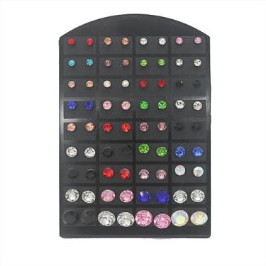 Imagem de Cartela kit 36 Pares Brinco Trio ponto de luiz Aço Inox Prata Pedra St