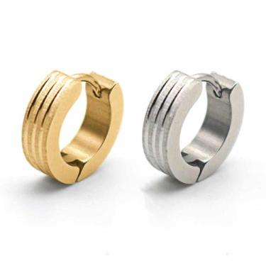 Imagem de brinco feminino masculino dourado em aço argola Esmaltado antialérgico
