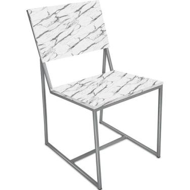 Imagem de Cadeira de Jantar Sala Escritório Dakota em Aço e MDF - Prata e Vulcan