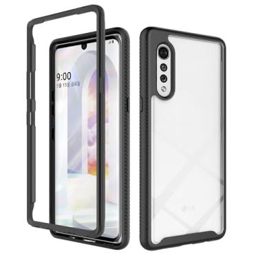 Imagem de Niopiee Capa híbrida para LG Velvet 5G com proteção contra quedas, capa transparente, resistente, resistente, antiderrapante, antiarranhões, capa protetora para celular para LG Velvet 5G preta