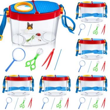 Imagem de PullCrease 36 Pcs Insect Catching Set Summer Outdoor Explorer Kit Science Educational Kit with 6 Insect Transfer Kit 6 Tweezers 6 Magnifying Glasses 6 Sticks 6 Observation Cages 6 Shoulder Straps