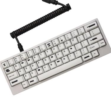 Imagem de Auguri Teclas PBT preto sobre branco para teclado 60% 65% 75% Cherry Profile - Dye Sub conjunto de teclas de arco de jogos personalizado para switches MX com extrator
