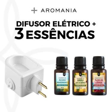 Imagem de Kit Difusor Elétrico de Aromas + 3 Essências Concentradas 15ml - Escol