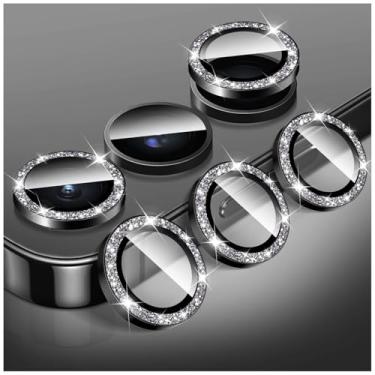 Imagem de LucBuy Protetor de lente de câmera Bling para Samsung Galaxy A05, adesivos de filme de cobertura de câmera de vidro temperado, protetor de tela de anel de metal individual de alinhamento automático