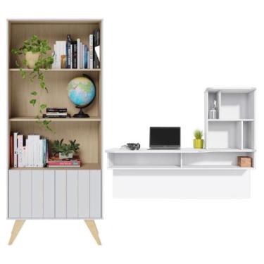 Imagem de Escrivaninha com Estante 3 Prateleiras Lilac Link Moov Branco Fosco Ta