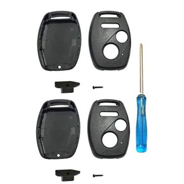 Imagem de Capa de chave de entrada sem chave de reposição sem necessidade de corte para Honda Accord Civic Hybrid EX 2003-2012 CR-V Pilot EX SE 2005-2006 Pilot 2009-2015 Element Key Fob ShellGrakest preto DW01