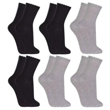 Imagem de Kit 06 Pares Meias Masculinas Em Algodão Atoalhada Cano Alto Longo Env