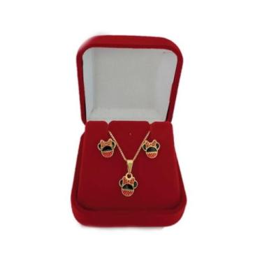 Imagem de Combo Kit Colar Minnie +Brinco Minnie Folheado a Ouro 18k - GABBY LUXO