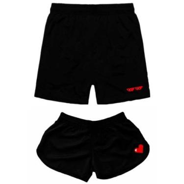 Imagem de Kit Casal Mozão Short Tactel Moda Praia Combinando Iguais Verão - Rela