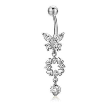 Imagem de Piercing De Umbigo Pendurado Dourado Ou Prata Zirconia - De Castro joi