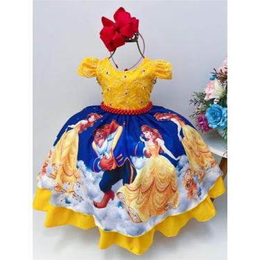Imagem de Vestido Infantil Da Bela e a fera Luxo - vestidocas, 4 - 4 anos, Azul,