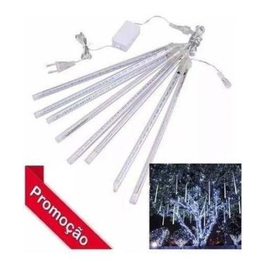 Imagem de Cascata Natal Chuva Gelo 8 Tubos 192 Led 30cm Pisca Bivolt - OEM, 110V