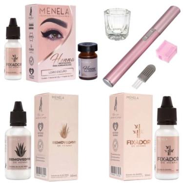 Imagem de Kit Henna Sobrancelha Menela Fixador Extrato de Bambu e Removedor Extr