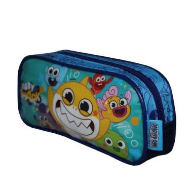 Imagem de Estojo Escolar Infantil Baby Shark Pink Fong Azul - Luxcel