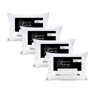 Imagem de Kit 04 Travesseiros King 90x50 Toque De Pluma Percal 180fios - Casa Pa