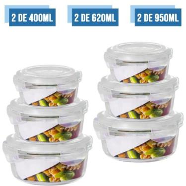 Imagem de Conjunto 6 Pote Hermético Vidro Kit Redondo - Quality House