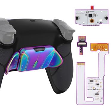 Imagem de eXtremeRate Real Metal Buttons RMB RISE4 V3 Remap Kit for PS5 Controller BDM-030 040 050, Redesigned Black Rubberized Grip Bottom Shell Upgrade Board 4 Rainbow Aura Back Paddles Set for PS5 Controller
