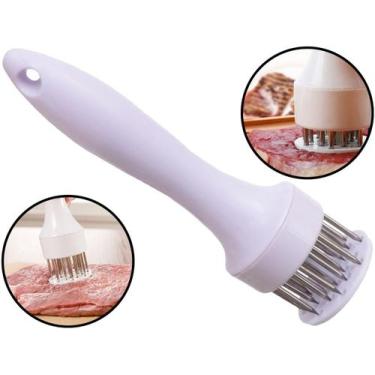 Imagem de Amaciador Batedor Manual Para Carnes Churrasco Com 24 Agulhas Aço Inox