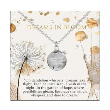 Imagem de liforlove Colar de dente-de-leão, colar inspirador, joia de dente-de-leão, colar desejo, prata, dente-de-leão, semente de resina, colar de resina, colar de dente-de-leão real, Aço inoxidável,