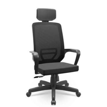 Imagem de Cadeira Adrix Presidente Poliéster Giratória Relax com Braços Fixos e 