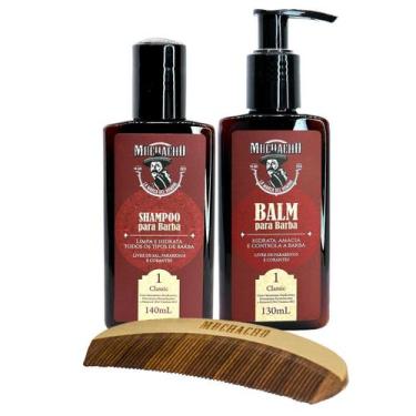 Imagem de Kit Shampoo para Barba + Balm para Barba + Pente Curvo - Muchacho Clas